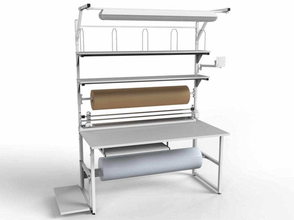 Stol-do-pakowania-SPR-z-polkami-oswietleniem-rolkami-i-akcesoriami-PC